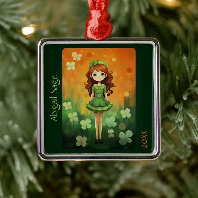 Cute Irish Dancer Christmas Irish Step Dance Metal Ornament (Tree)