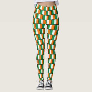 Cute Irish flag pattern St Patricks Day party Leggings