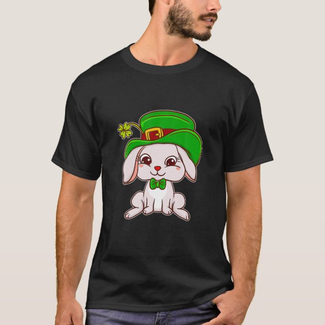 Cute Irish Funny St Patrick Day For Rabbit Lover T-Shirt (Front)