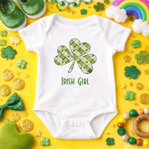 Cute Irish girl chequered Baby Bodysuit