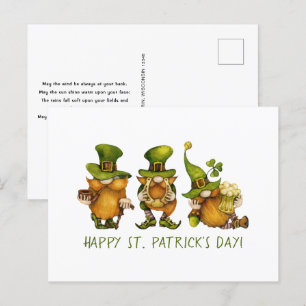 Cute Irish Gnomes Custom Happy St Patrick's Day Holiday Postcard
