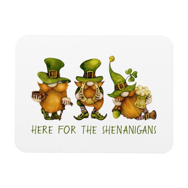 Cute Irish Gnomes Custom Happy St Patrick's Day Magnet (Horizontal)