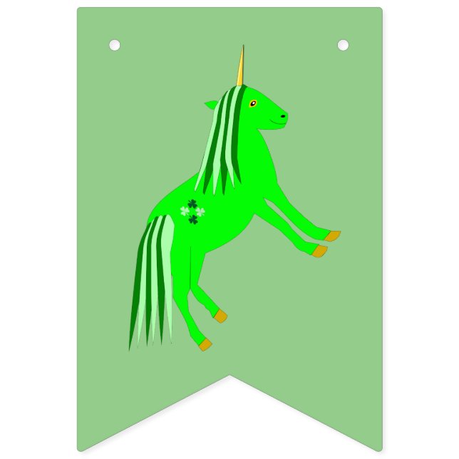 Cute Irish Green and Gold Unicorn Bunting (First Flag)