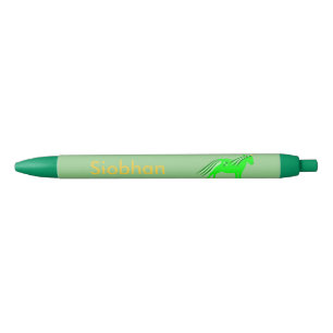 Cute Irish Green and Gold Unicorn Custom Black Ink Pen
