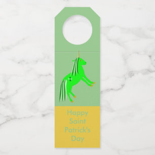 Cute Irish Green and Gold Unicorn Custom Bottle Tag