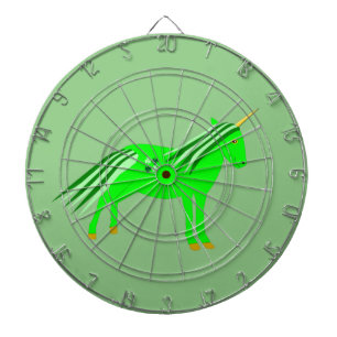 Cute Irish Green and Gold Unicorn Dartboard