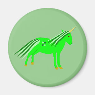Cute Irish Green and Gold Unicorn Magnet