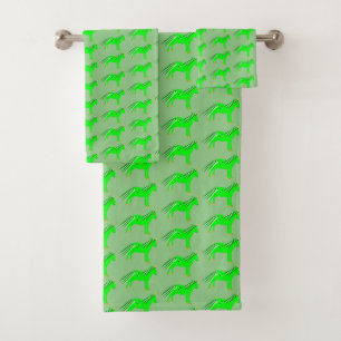 Cute Irish Green and Gold Unicorn Patterned Bath Towel Set