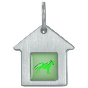 Cute Irish Green and Gold Unicorn Pet ID Tag