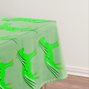 Cute Irish Green and Gold Unicorn Tablecloth
