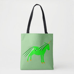 Cute Irish Green and Gold Unicorn Tote Bag
