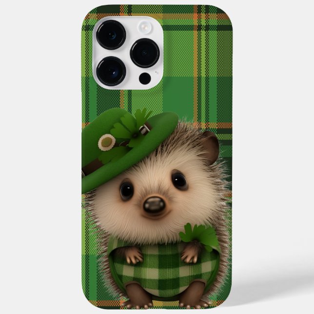 CUTE IRISH HEDGEHOG WITH GREEN PLAID PATTERN Case-Mate iPhone CASE (Back)