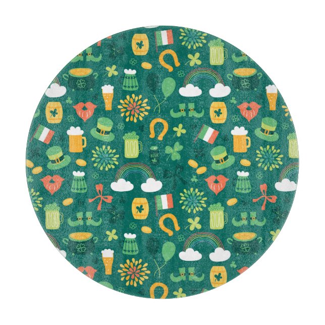 Cute Irish Icon Pattern Cutting Board (Front)