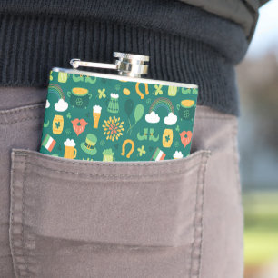 Cute Irish Icon Pattern Hip Flask
