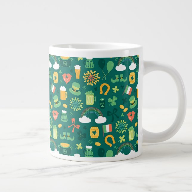 Cute Irish Icon Pattern Large Coffee Mug (Right)