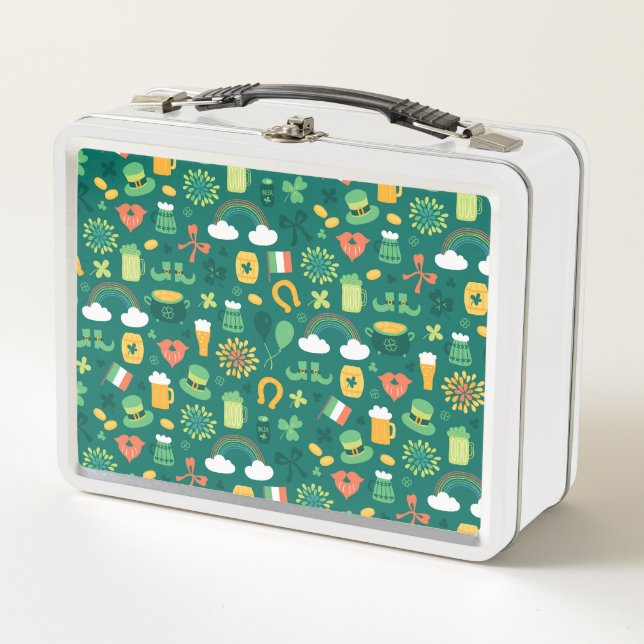 Cute Irish Icon Pattern Metal Lunch Box (Front)