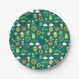 Cute Irish Icon Pattern Paper Plate