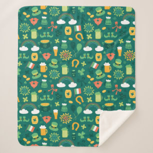 Cute Irish Icon Pattern Sherpa Blanket