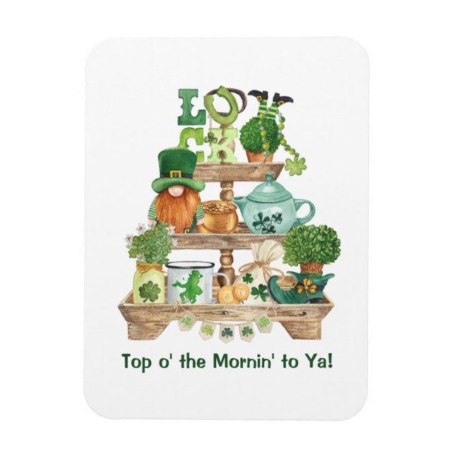 Cute Irish Knickknack Stand Happy St Patrick's Day Magnet (Vertical)