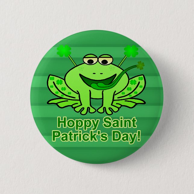 Cute Irish Saint Patrick's Day Frog 6 Cm Round Badge (Front)