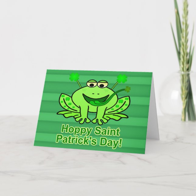 Cute Irish Saint Patrick's Day Frog Card (Front)