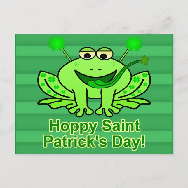 Cute Irish Saint Patrick's Day Frog Postcard (Front)