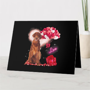 Cute Irish Setter Balloon Heart Valentines Day Val Card