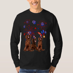 Cute Irish Setter Dogs American Flag Happy 4th Of T-Shirt