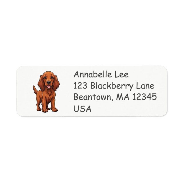 Cute Irish Setter Return Address Label (Front)