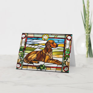 Cute Irish Setter Stained Glass Card