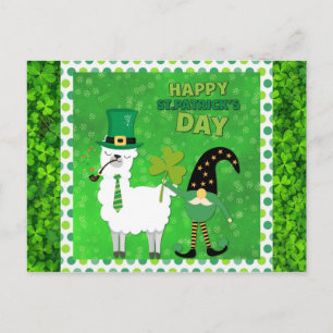 Cute Irish St Patrick's Day Gnome Green Shamrock Postcard