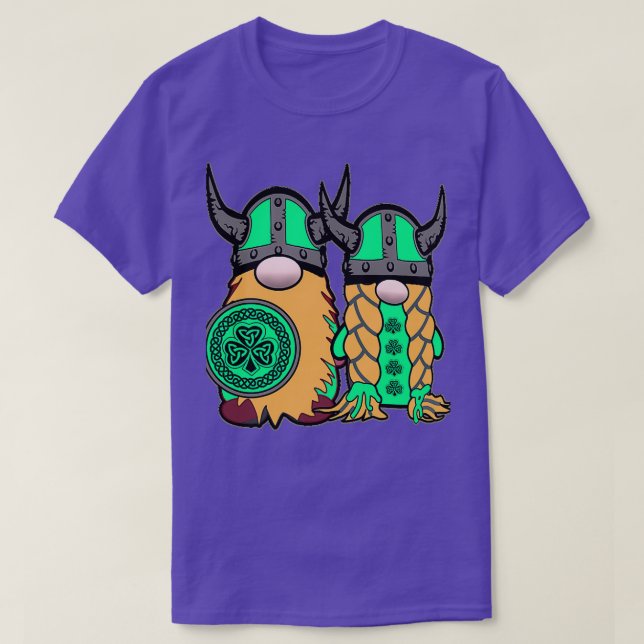 Cute Irish Viking Gnome Couple St Patrickx27s Day T-Shirt (Design Front)