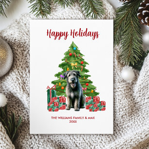 Cute Irish Wolfhound Dog Family Christmas Holiday Card