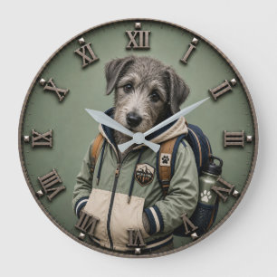 Cute Irish Wolfhound Puppy Large Clock