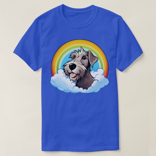 Cute Irish Wolfhound Rainbow Cloud Kawaii Dog Happ T-Shirt (Design Front)