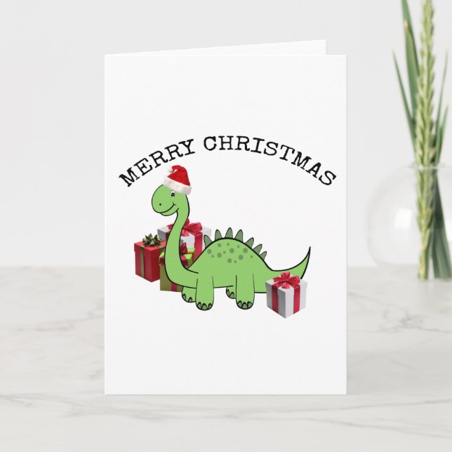 Cute is Santa dinosaur Holiday Card (Front)