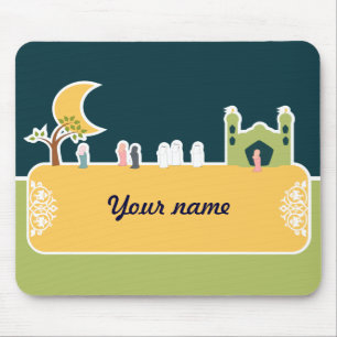 Cute Islamic Children Mosque Cartoon Muslim Name Mouse Pad