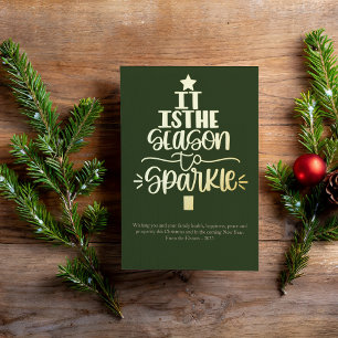 Cute It Is The Season Photo Foil Holiday Card