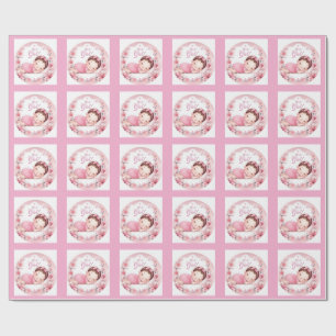 Cute It’s a Girl Baby Announcement Wrapping Paper