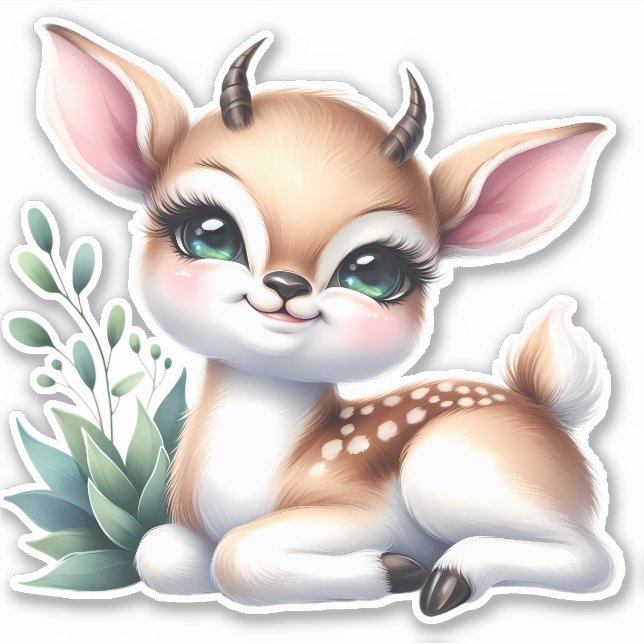 Cute It Up! Deer Custom Cut Scrapbooking Sticker (Front)