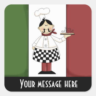 Cute Itaian pizza chef add message sticker