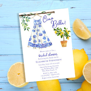 Cute Italian Blue Dress Ciao Bella Bridal Shower  Invitation