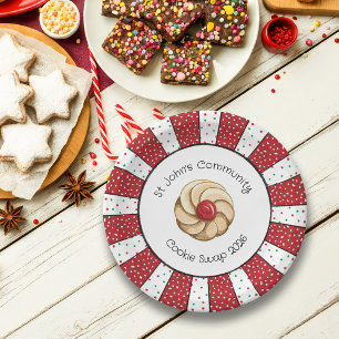 Cute Italian Cookie Swap with Stripe Border Paper Plate