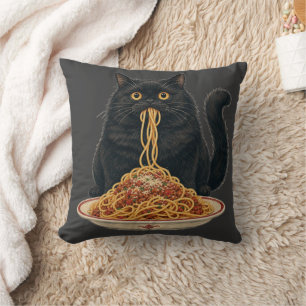 Cute Italian Food Lover Cat Design Cushion