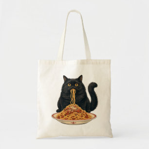 Cute Italian Food Lover Cat Design Tote Bag