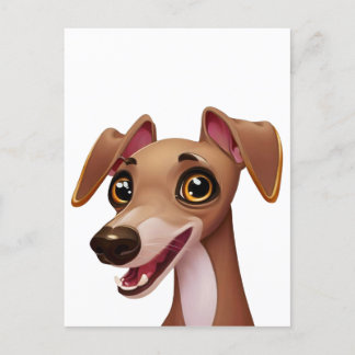 Cute Italian Greyhound - Cartoon Iggy Postcard