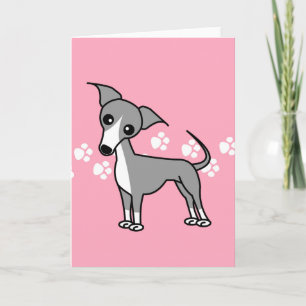 Cute Italian Greyhound Cartoon Pink Blank Card