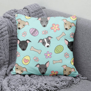 Cute Italian Greyhound Easter eggs Cartoon Pattern Cushion