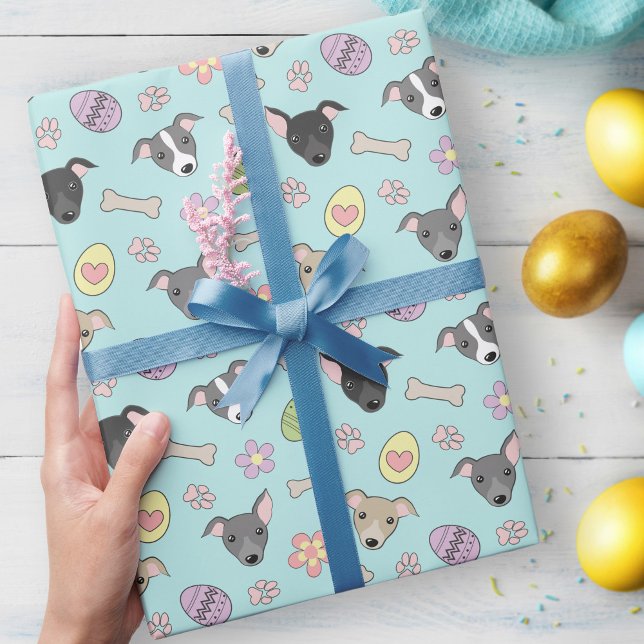 Cute Italian Greyhound Easter eggs Cartoon Pattern Wrapping Paper (Creator Uploaded)