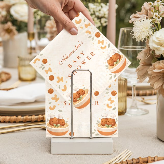 Cute Italian Little Meatball Baby Shower Napkin (Creator Uploaded)